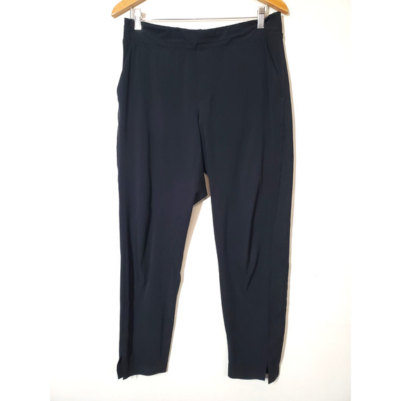 Athleta Womens 8 Brooklyn Pants Black Straight Leg Elastic Waist Pockets Active - Picture 2 of 13
